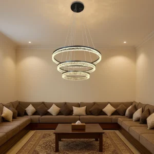 نجف مودرن فضي بمقاسات 40×60×80 سم — 3 إضاءات، إجمالي القدرة 125 واط