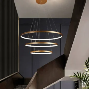 نجف مودرن ذهبي مع إضاءة صفراء — مقاسات 40/60/80 سم — 75 واط