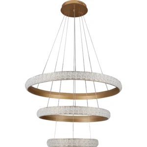 نجف مودرن ذهبي — إضاءة صفراء، مقاسات 40/60/80 سم، 75 واط