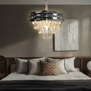 نجف معلق شيمر بكريستال فضي 40 سم (مناسب لمصباح E14)