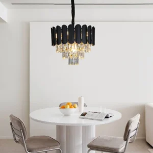 نجف مودرن بغطاء أسود ولمسات ذهبية، قطر 400 مم، 5 لمبات E14