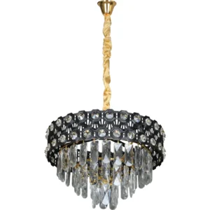 نجفة معلقة مودرن أسود وذهبي بمقاس 400 ملم لـ5 لمبات E14