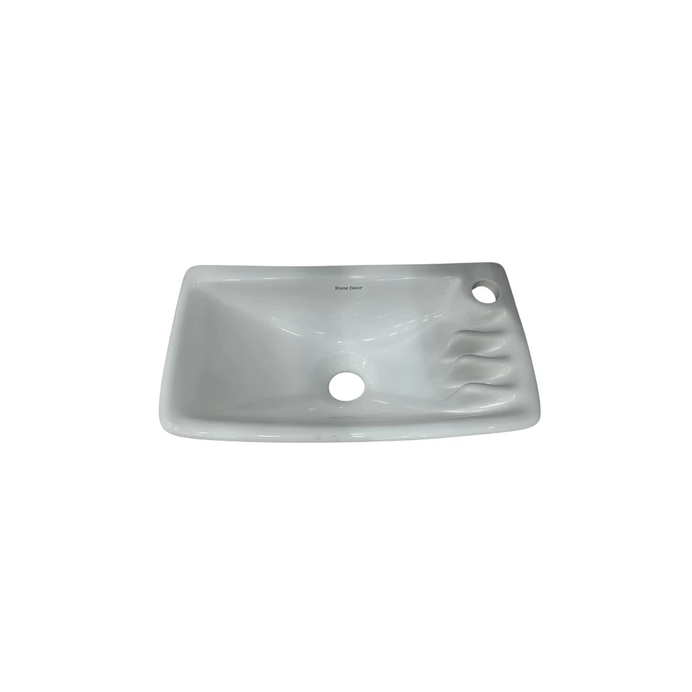 Home Decor rectangular ceramic sink with built-in soap dish — 42×25 cm