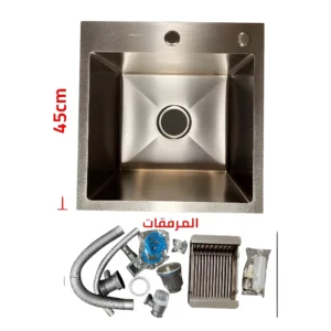 مغسلة مطبخ حوض واحد من فوكسينك، ستانلس ستيل بنظام نانو، 44×45 سم
