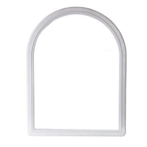 مرآة حائط بتصميم قوس محراب وإطار بلاستيكي أبيض — مقاس 45×65 سم