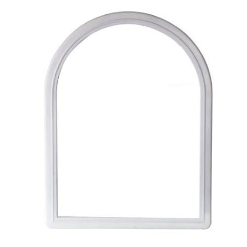 مرآة حائط بتصميم قوس محراب وإطار بلاستيكي أبيض — مقاس 45×65 سم