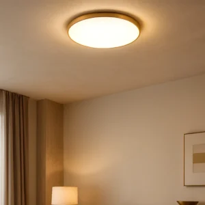 إضاءة سقفية دائرية ذهبية بثلاثة لمبات، قطر 46 سم