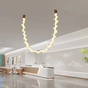 نجف مودرن بلون زيتي — إضاءة صفراء 48 واط