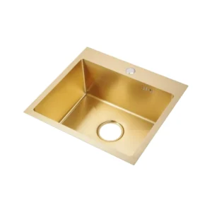 حوض مطبخ استانلس ستيل نانو ذهبي مقاس 48×44 سم (سماكة 3 مم) — مقاوم للخدوش، مناسب للاستخدام الخفيف | تصميم SINDBAD مدمج وأنيق