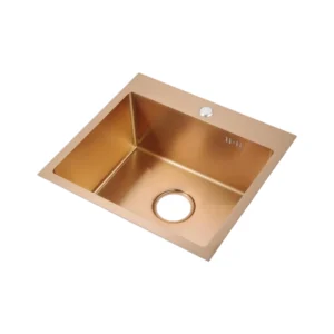 حوض مطبخ استانلس ستيل نانو روزي براون (بني وردي) 48×44 سم سماكة 3 مم — مقاوم للخدوش، عملي وخفيف الاستخدام | SINDBAD تصميم مدمج وأنيق