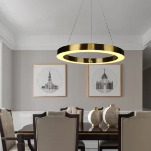 مصباح معلق مودرن بقاعدة واحدة — زيتي، ضوء أصفر، 48 واط، قطر 60 سم