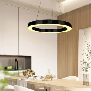 مصباح معلق مودرن بقاعدة واحدة — أسود، إضاءة صفراء، 48 واط، بقطر 60 سم