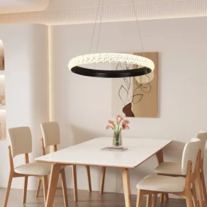 نجفة مودرن سوداء بإضاءة صفراء 48 واط – قطر 600 ملم