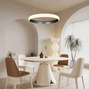 ثريا عصرية حلقية فضية بإضاءة صفراء 48 واط بقطر 600 مم