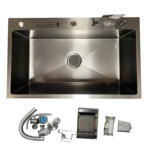 حوض مغسلة مطبخ غائر بستانلس ستيل نانو مقاوم للبقع — للاستخدام اليومي (48×79 سم)