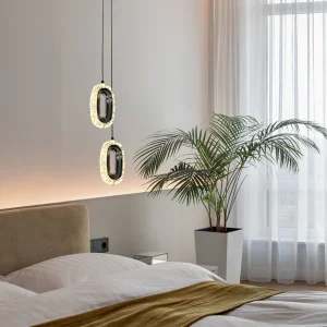 Modern black nickel chrome chandelier with three lighting colors, 5 watts (double)