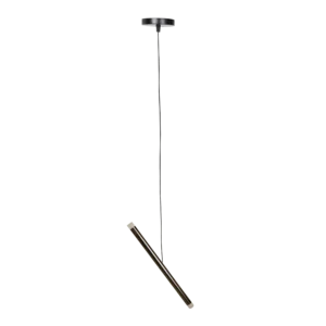 Modern single black chandelier with yellow light, 5 watts