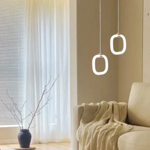 Modern gold chandelier with one 5-watt bulb — yellow light