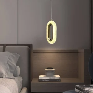 Modern gold pendant chandelier — three light settings, 5 watts