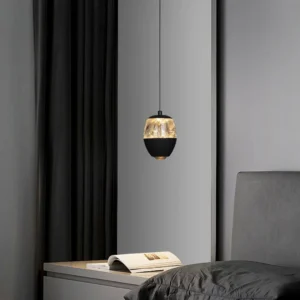 Modern black pendant lamp — yellow light color — 5 watts
