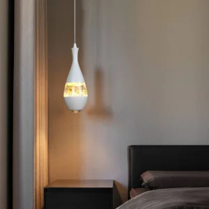 Modern white pendant lamp — warm yellow light, 5 watts