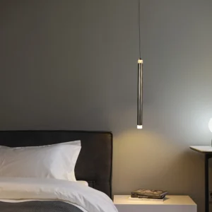 Modern black chandelier with a 5W yellow light bulb — Single