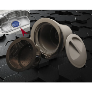 مصفاة حوض مطبخ من الفولاذ المقاوم للصدأ مقاس 5 بوصة مع خرطوم مرن — تصميم كوري