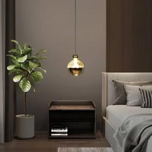 Modern gold pendant lamp — yellow light, 5 watts