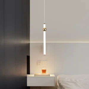 Modern gold chandelier with yellow light, 5 watts — Single