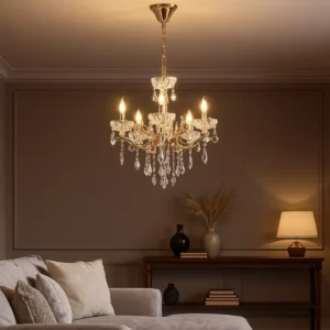 نجف مودرن على شكل شمعدان ذهبي وفضي - 5 قواعد E14