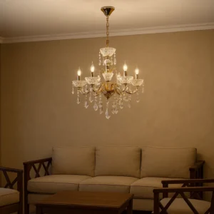 نجف مودرن على شكل شمعدان باللونين الذهبي والفضي - 5 لمبات E14