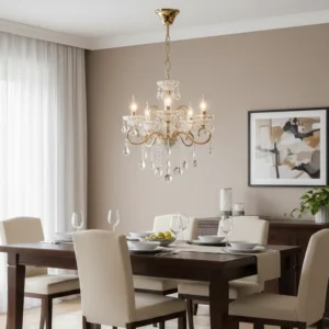 نجف مودرن على شكل شمعدان ذهبي وفضي — 5 لمبات E14