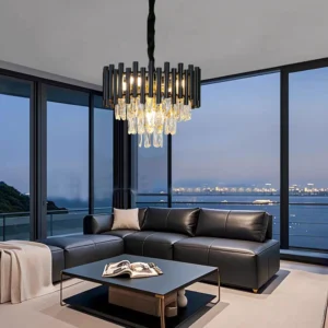 نجف مودرن أسود مع لمسات ذهبية، 5×E14، قطر 40 سم