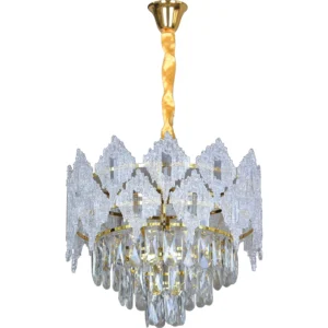 نجف مودرن كريستال ذهبي 5 لمبات E14 بقطر 40 سم