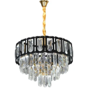 نجفة معلّقة مودرن سوداء (5 × E14) — قطر 40 سم