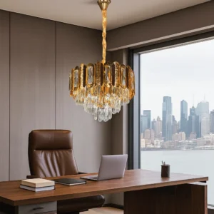 ثريا معلّقة مودرن ذهبية 5 لمبات E14 بقطر 400 ملم