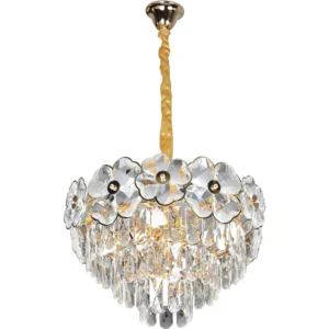 نجفة معلقة مودرن ذهبية - 5 قواعد E14 - مقاس 400 ملم