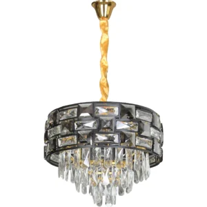 نجفة معلّقة مودرن باللونين الأسود والذهبي مع 5 مقابس E14