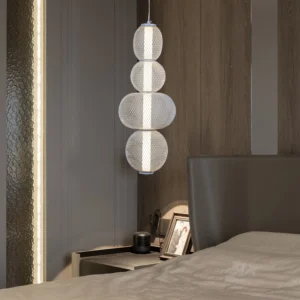 Modern white chandelier with a diameter of 500 mm and three lighting settings, 15 watts.