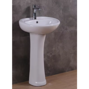 مغسلة حمام سيراميكية ذات عمود - أبيض مودرن 55 سم