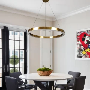 مصباح معلق مودرن بقاعدة واحدة — لون زيتوني، إضاءة صفراء، 55 واط، قطر 80 سم