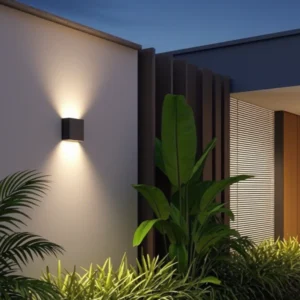 أبليك جداري خارجي أسود — ضوء أصفر 6 واط