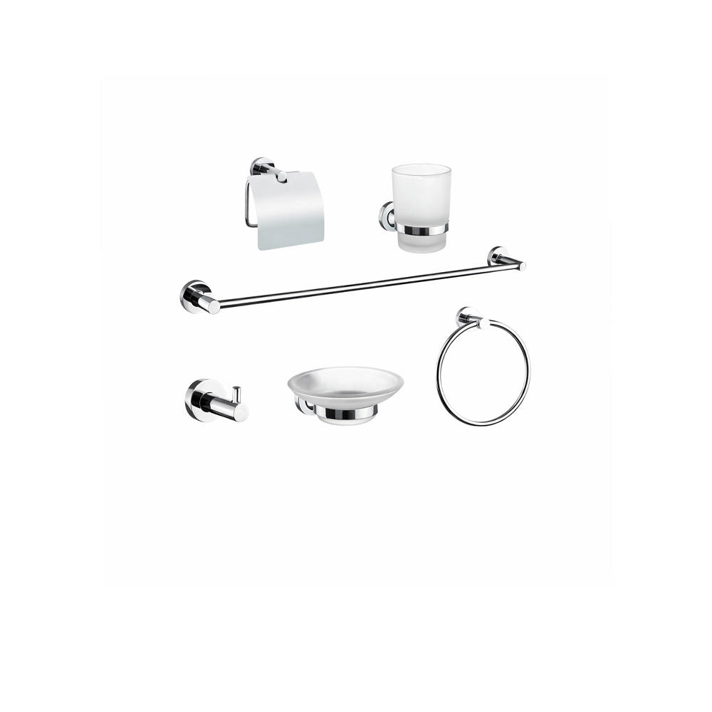 طقم حمام مودرن 6 قطع بتشطيب كروم لامع