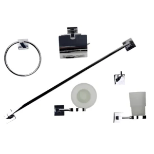 Complete bathroom accessory set — 6 pieces, made in Italy