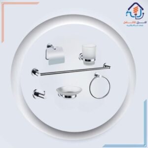 طقم إكسسوارات حمام مودرن 6 قطع بتشطيب كروم لامع