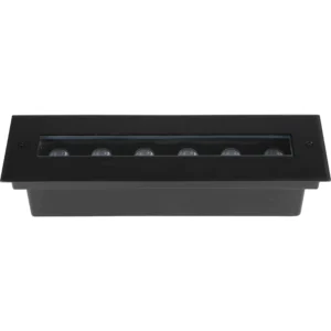 كشاف أرضي دفن أسود، إضاءة صفراء، 6 عيون، مقاس 30×7 سم