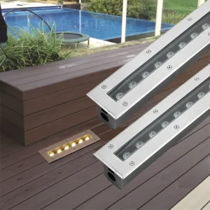 كشاف أرضي للدفن - مسطرة 6 عيون - إضاءة صفراء - مقاس 30×7 سم