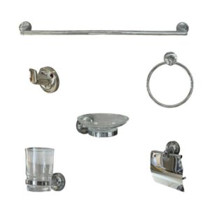 طقم إكسسوارات حمام 6 قطع — كروم أوريسا موديل 6018