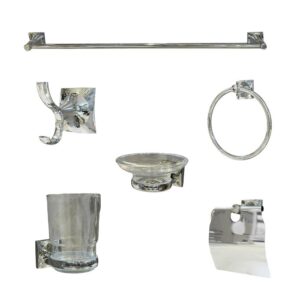 طقم إكسسوار حمام 6 قطع مربع بتشطيب كروم — أوريسا موديل 60183