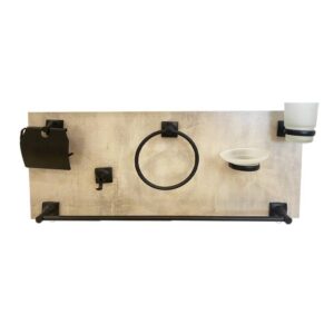 طقم إكسسوارات حمام 6 قطع مربع — أسود (أوريسا 60184)